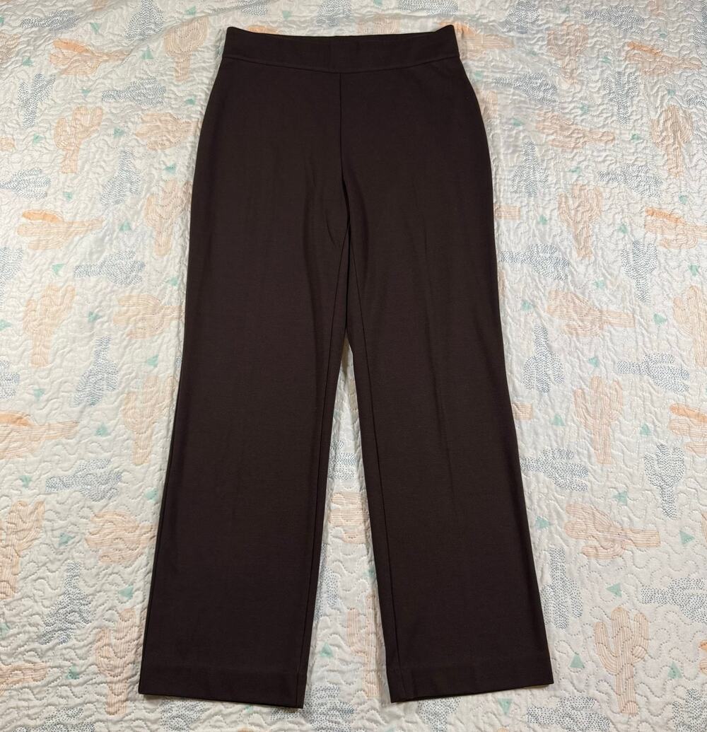Studio Works Petite Brown Pull On Dress Pants Womens PM Stretch